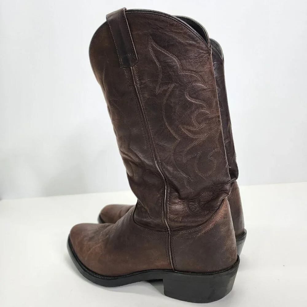 Old West Men's TBM3051 Brown Leather‎ Mid-Calf Western Boots - Size 9.5 D